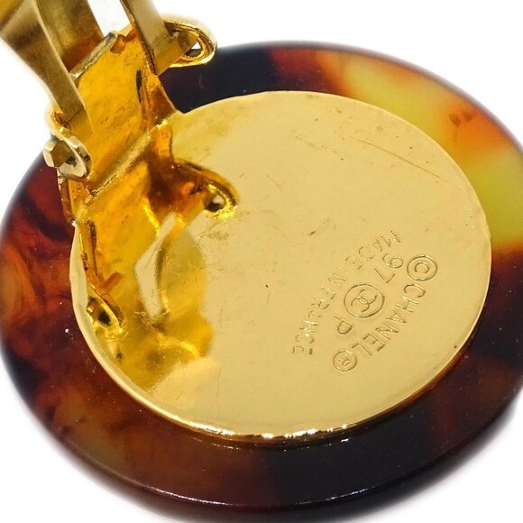 Chanel Brown Button Earrings Clip-On 97P 125668 - Picture 4 of 4